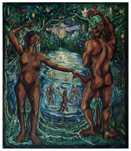 Skinny Dipping In Lake Salmacis, 2024. Acrylic on canvas, 56x48 inches. Courtesy the artist and Deli Gallery New York